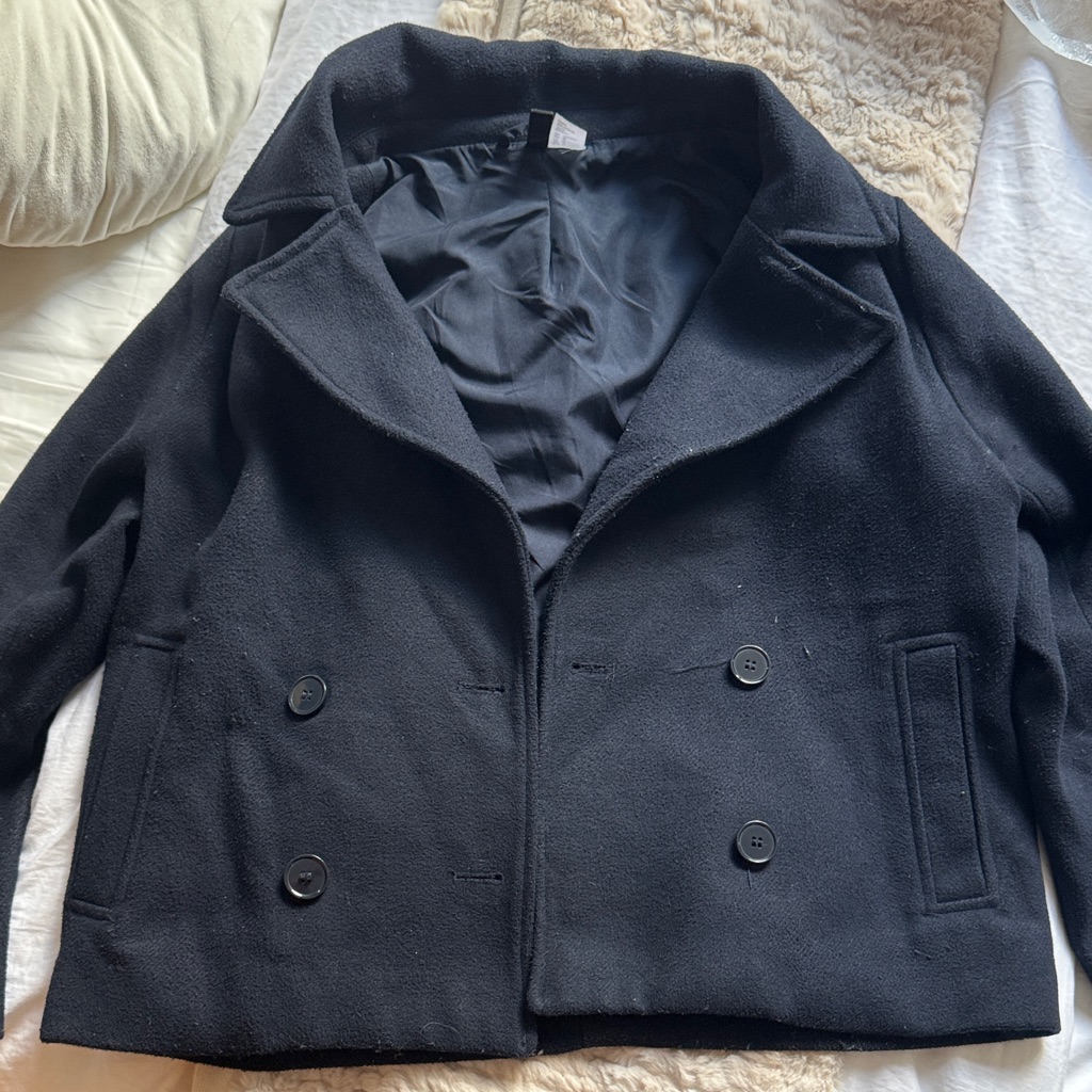 H&M Navy Blue Double-Breasted Jacket
